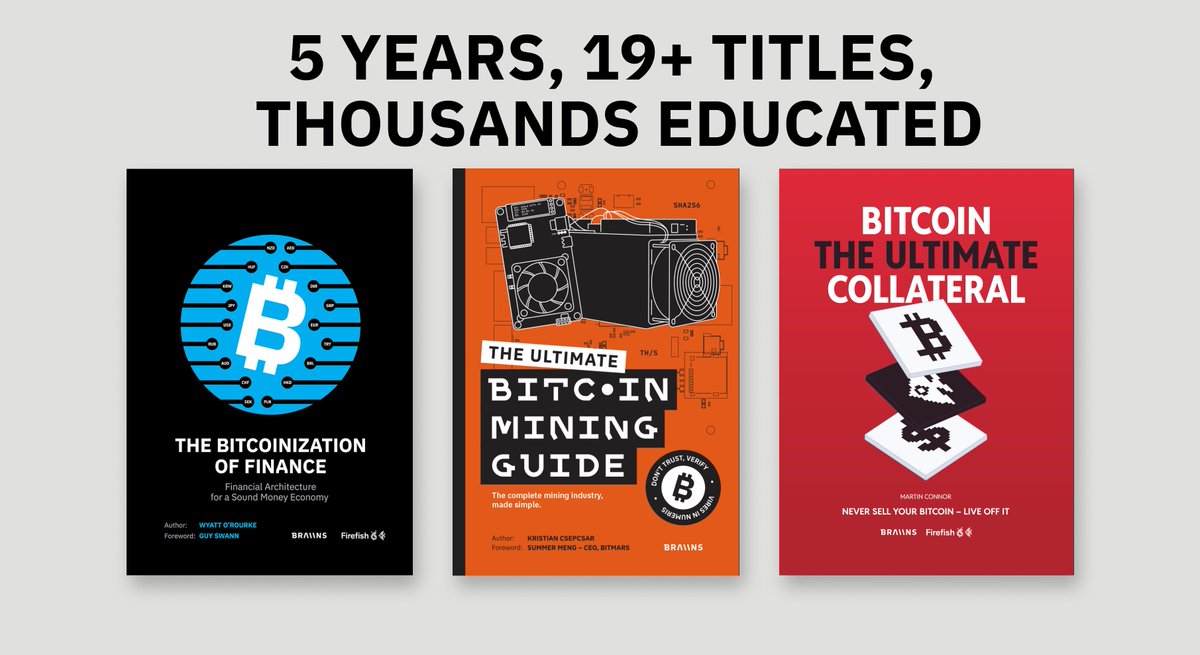 BraiinsMining's tweet image. 5 years ago, we asked: What if we launched a bitcoin publishing house?

Not for profit. For the community.

The results:
✅19+ titles
✅Free ebooks
✅Physical books on Amazon
✅Free audiobooks on YouTube &amp;amp; Spotify

We&apos;re not just mining bitcoin. We&apos;re mining knowledge.