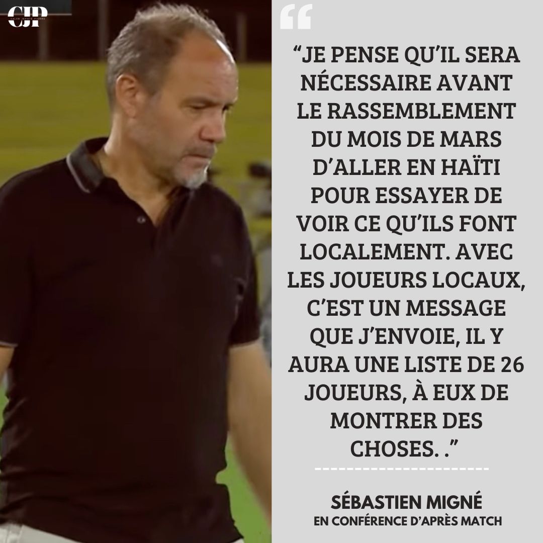 Sébastien Migné s’adresse aux joueurs évoluant en Haïti en vue de la Coupe du Monde 2026.