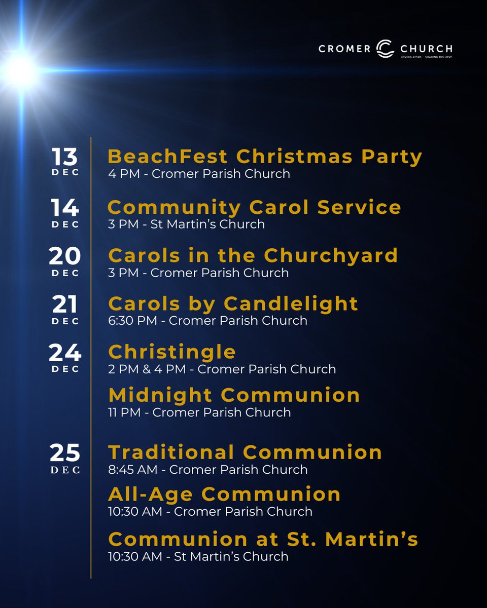Cromer_Church's tweet photo. You’re invited to join us this December for Christmas at Cromer Church.

Come and celebrate with us as we rejoice in the birth of our Saviour. https://t.co/KUDIhIIrpY