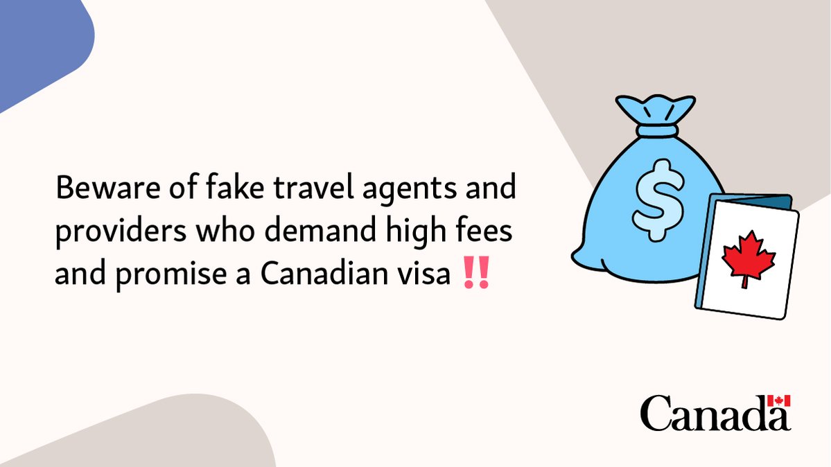 CanadaCameroon's tweet image. 🚨 Beware of fake travel agents or providers. If someone asks for huge fees and promises a Canadian visa, it’s a red flag! 
 ✅ Report fraud 👇 canada.ca/en/immigration…
#FightingVisaFraud #FRAUD #Canada
@CitImmCanada @CamerounOim @RefugeesCmr