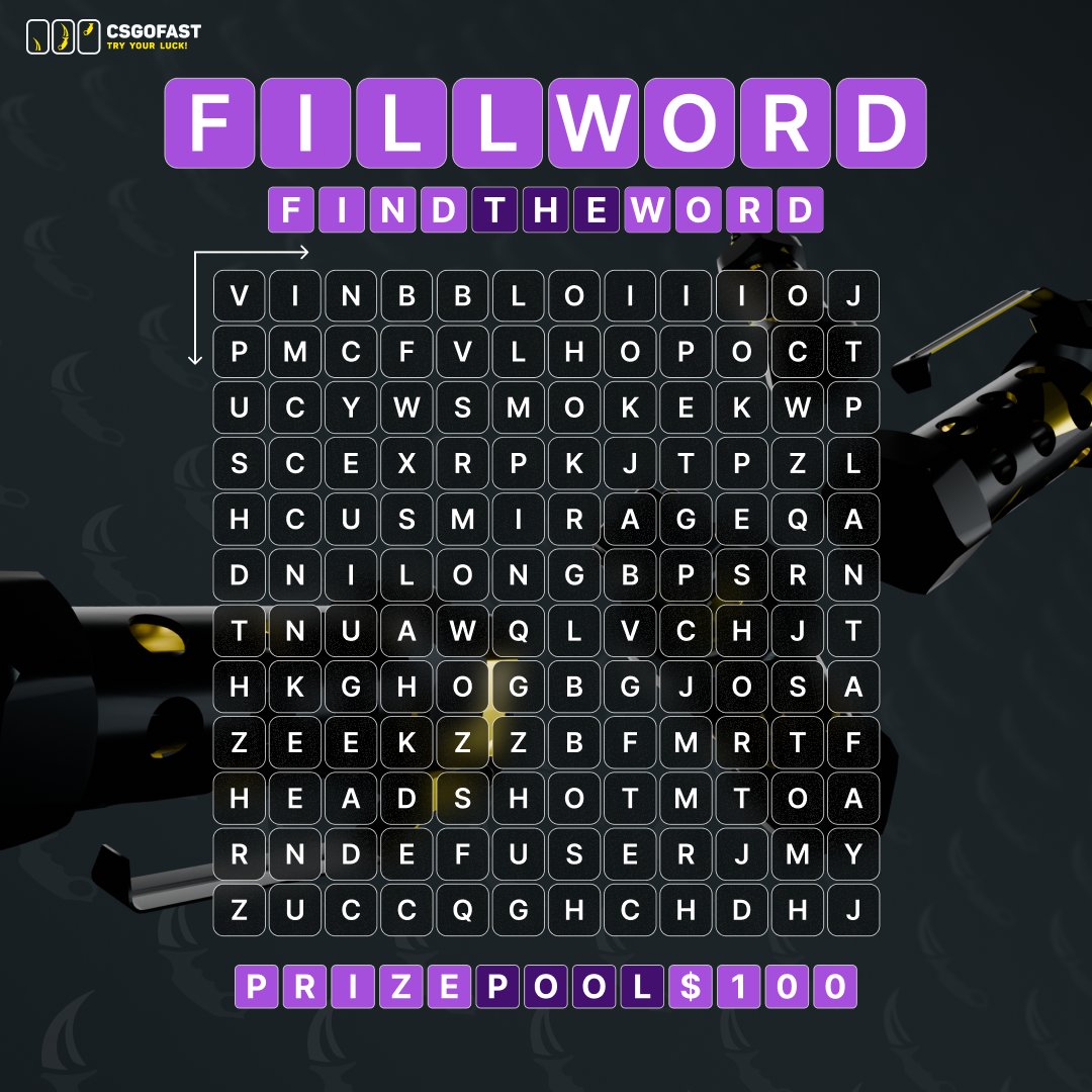 csgofast_x's tweet image. Find the three hidden words from CS2 - but watch out for trap words that we didn&apos;t choose!

The first player to guess the three words that we chose will receive $100.

⚡️Don&apos;t forget to give us your FAST ID!
❌You cannot edit comments.

⏳The contest ends at 18:00 CET.