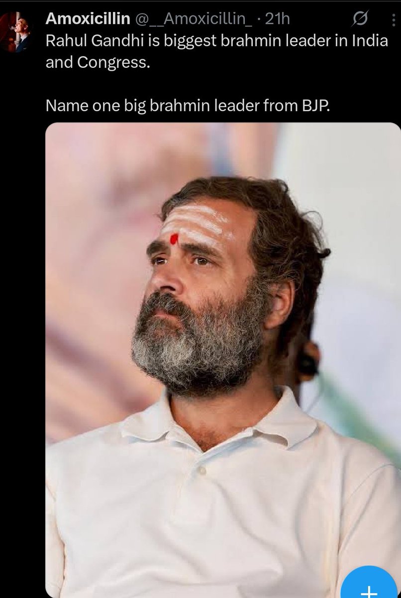 Shaelesh's tweet image. This inebriated idiot from the disgraced party of dynasts needs to be shown his lowly place.
 That #Pappu is a Brahmin is the biggest  lie and he is paddling this travesty in the most shameless manner. 
The so-called youth leader of the defeated and increasingly irrelevant…