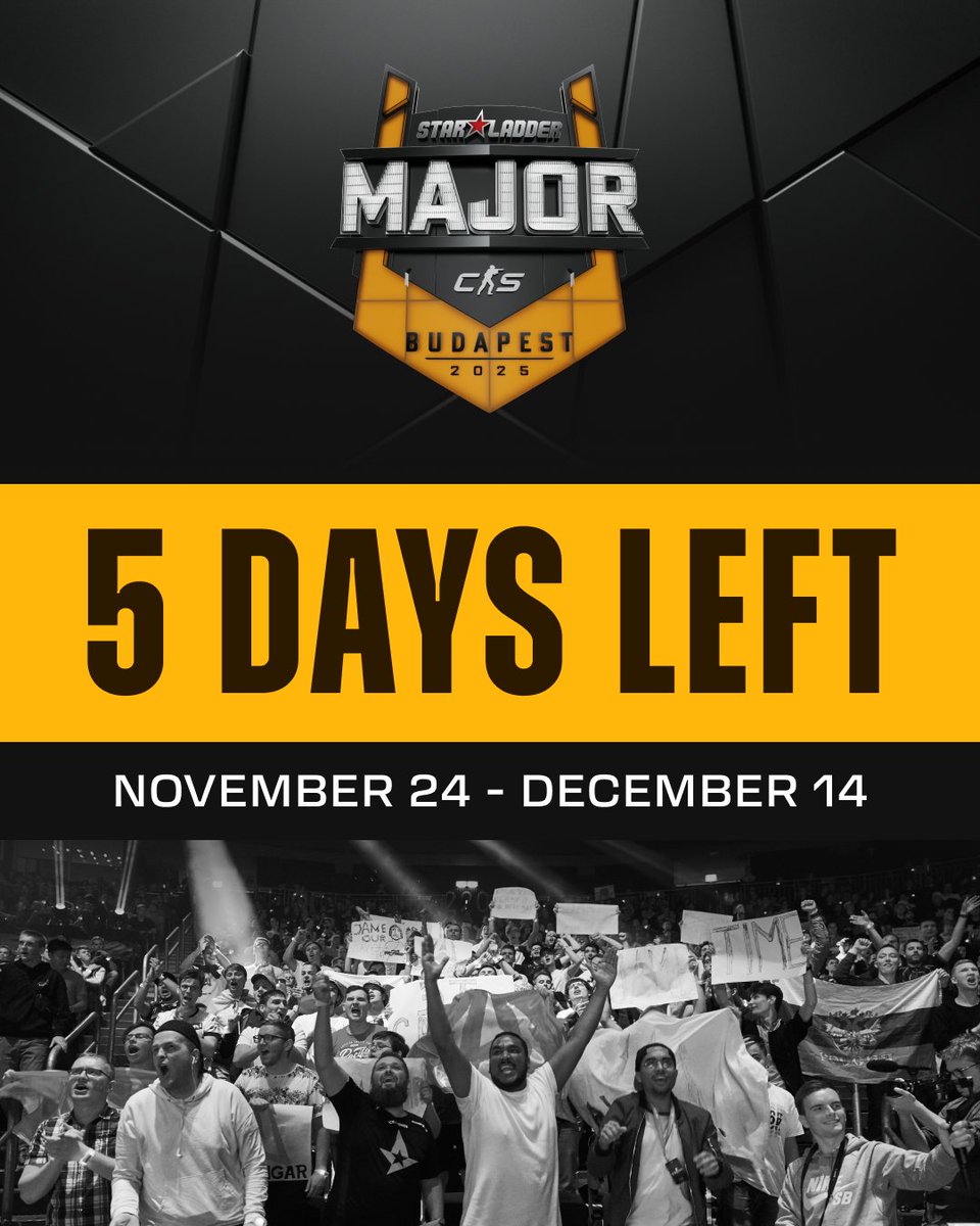 StarLadder_CS's tweet image. 📅 Only 5 days left!
Arenas are primed, teams are dialled in, all awaiting the start of the epic action.

🫵 Are you ready for the first shots of the StarLadder Budapest Major 2025?