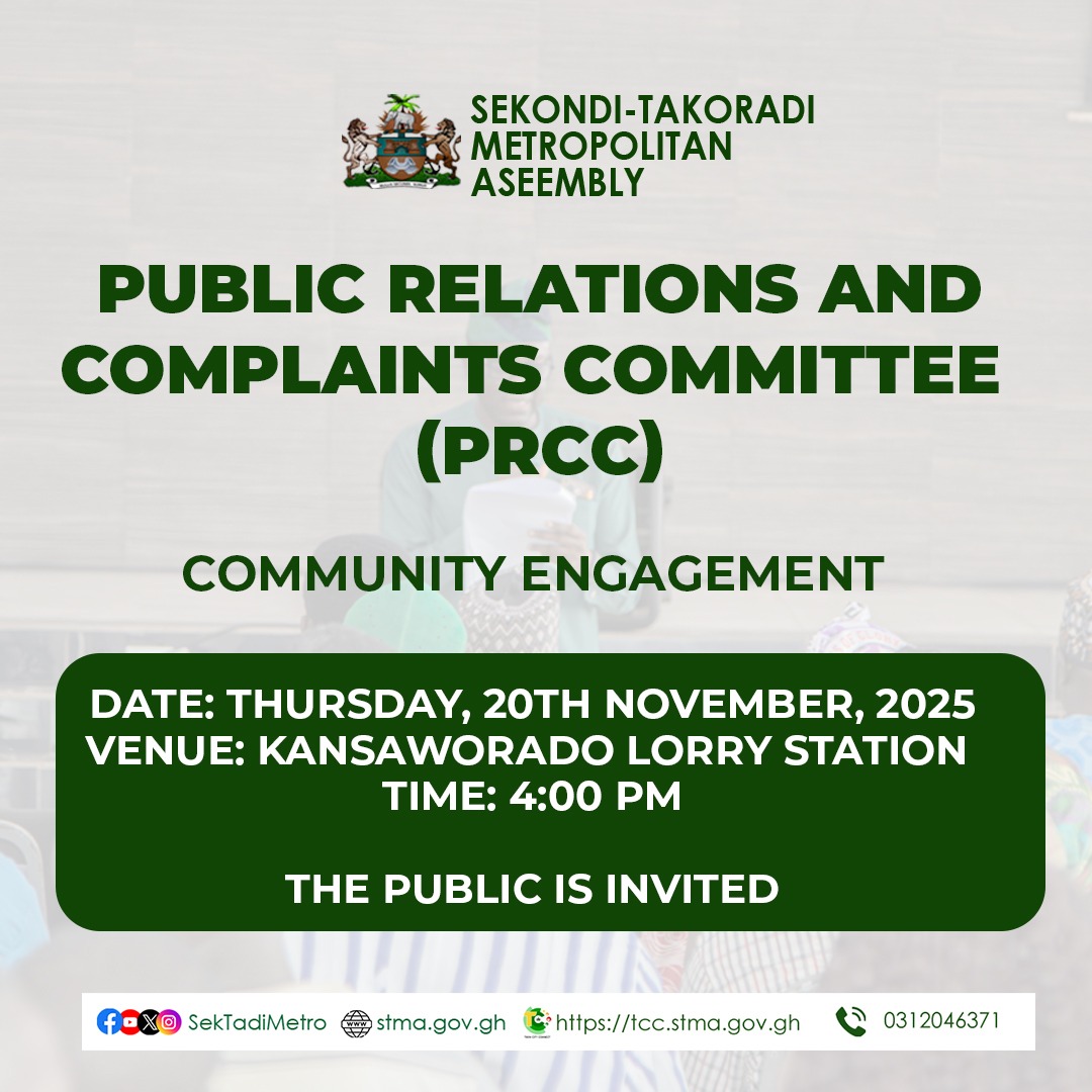 The Public Relations and Complaints Committee (PRCC) will be engaging the community in an upcoming session aimed at strengthening transparency, promoting open dialogue, and providing a platform for residents to share their concerns and suggestions.