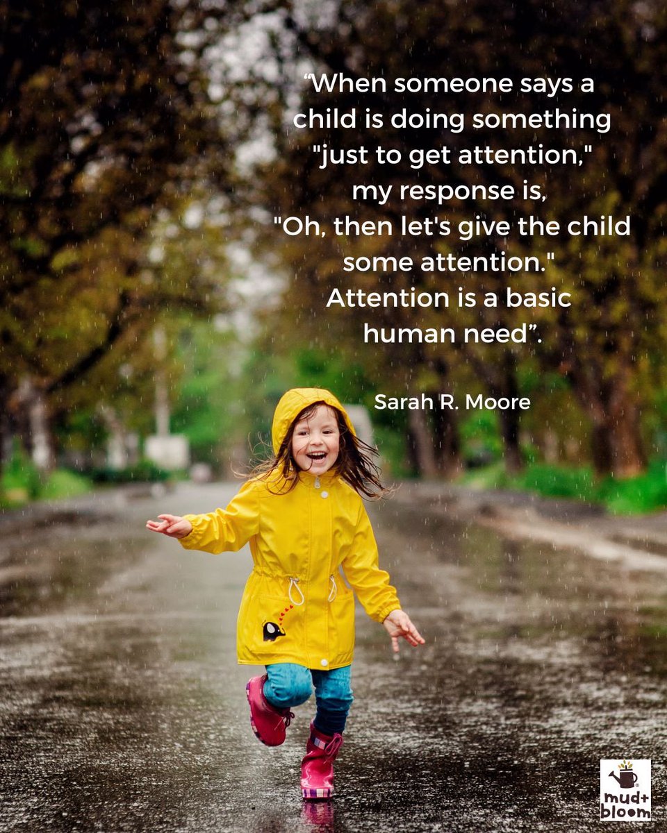 MudandBloom's tweet image. “When someone says a child is doing something ‘just to get attention,’ my response is, ‘Oh, then let’s give the child some attention.’ Attention is a basic human need.” — Sarah R. Moore

#gentleparenting #respectfulparenting #sarahrmoore #connectedparenting #mindfulparenting