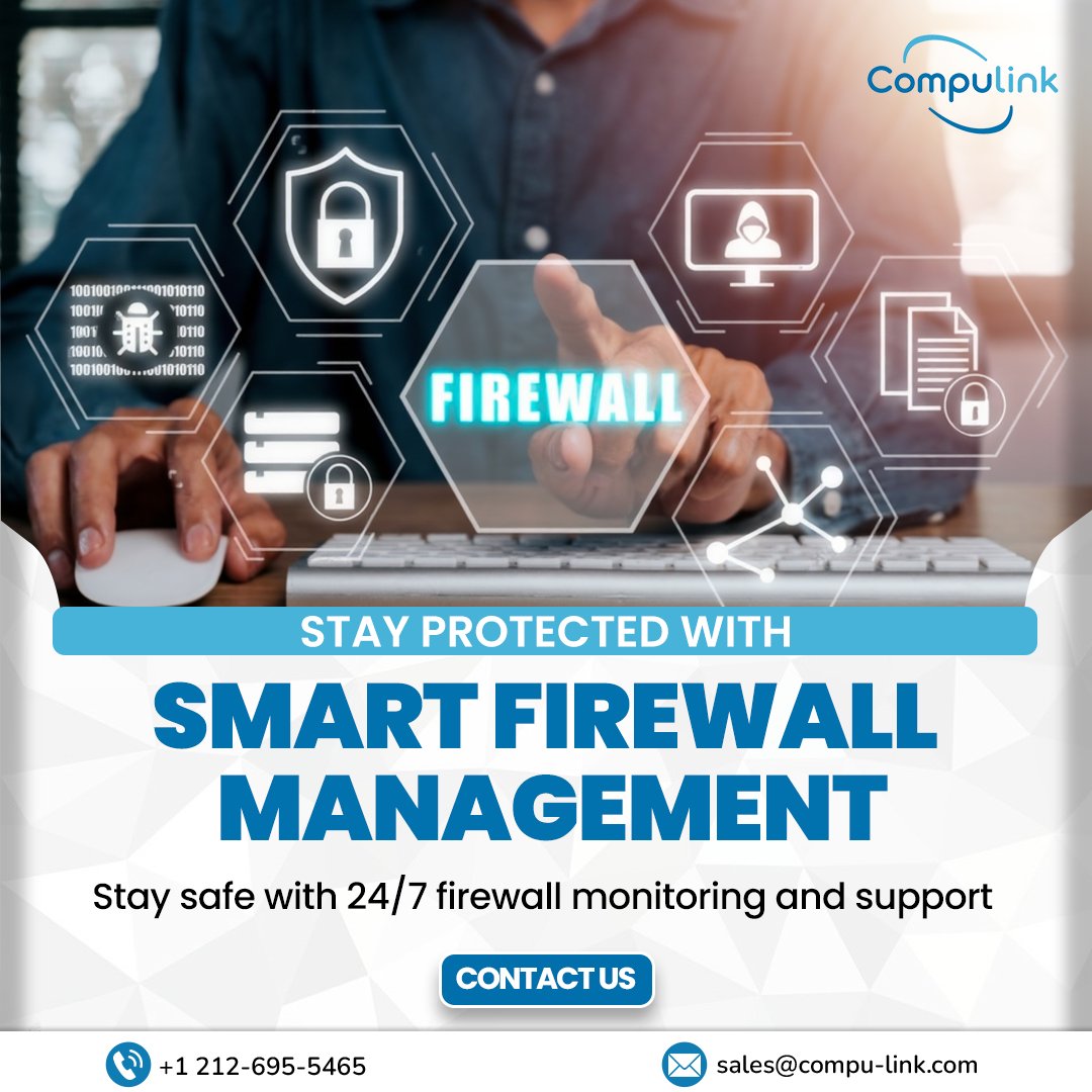 CompulinkTech's tweet image. Stay secure with 24/7 firewall monitoring, threat detection, and real-time support—so your business runs without interruptions.
.
Contact no.  +1 212-695-5465
Email ID: sales@compu-link.com
Website: compu-link.com
.
.
#FirewallSecurity #CyberSecuritySolutions #Network