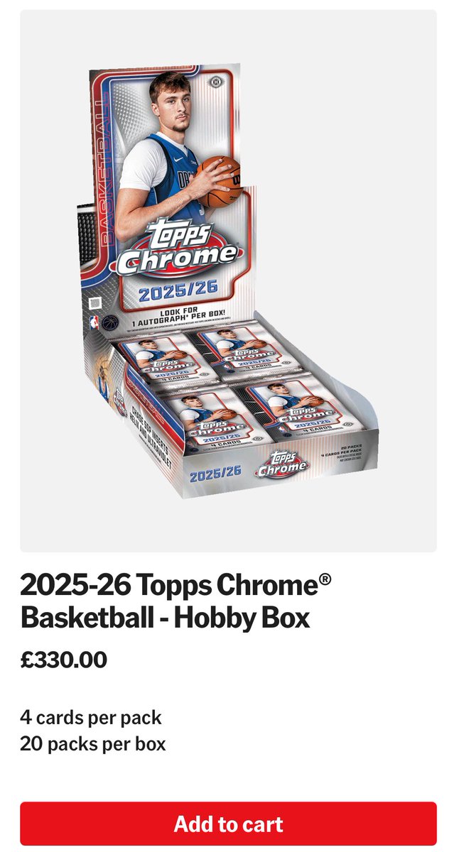 JimmyWrestling's tweet image. Surely this is a mistake 😂 Disgraceful pricing on Topps Chrome Basketball… Guess i’ll be giving it a miss @Topps @CardPurchaser