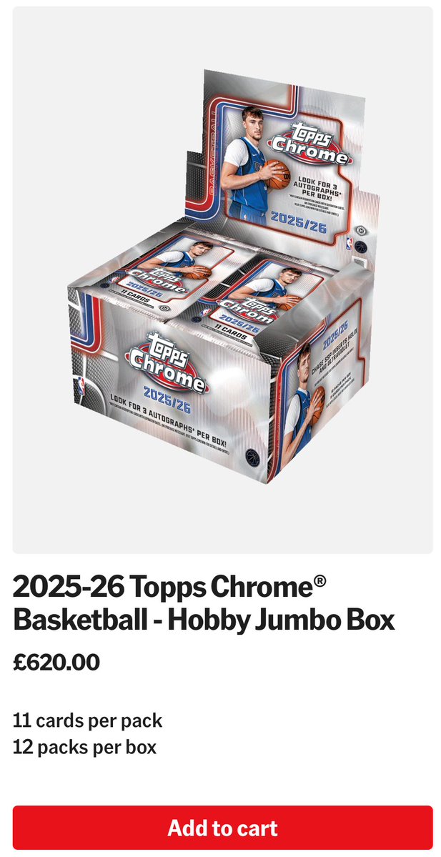 JimmyWrestling's tweet image. Surely this is a mistake 😂 Disgraceful pricing on Topps Chrome Basketball… Guess i’ll be giving it a miss @Topps @CardPurchaser