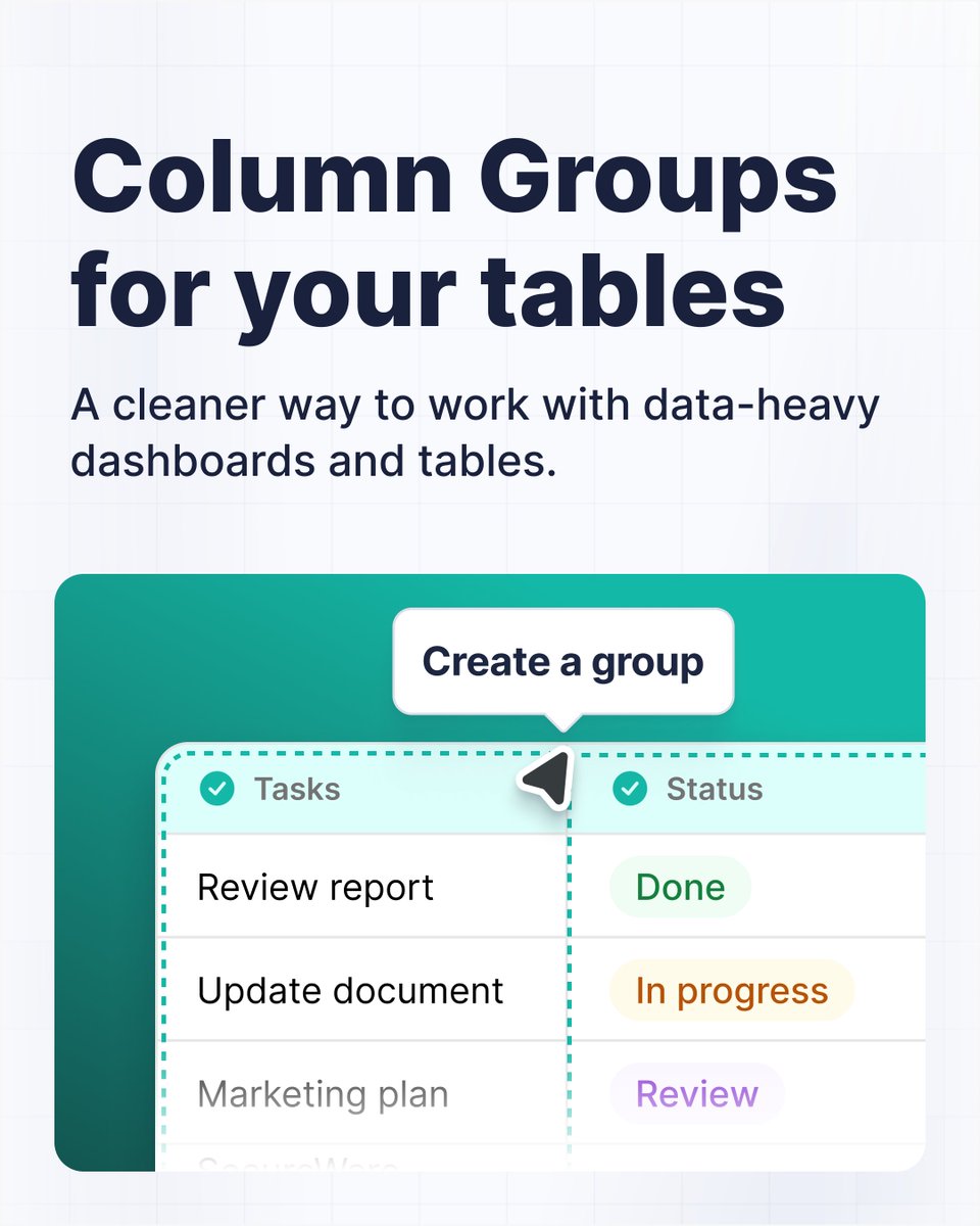 nimbuswebinc's tweet image. 🆕 #FuseBaseUpdate! 
New powerful addition to your Detailed View!  Meet Column Groups 🔥

Now you can organize related columns into clean, collapsible sections:

✅ No more data overload – see only what&apos;s essential, exactly when you need it. 
✅ Work smarter with complex tables –…