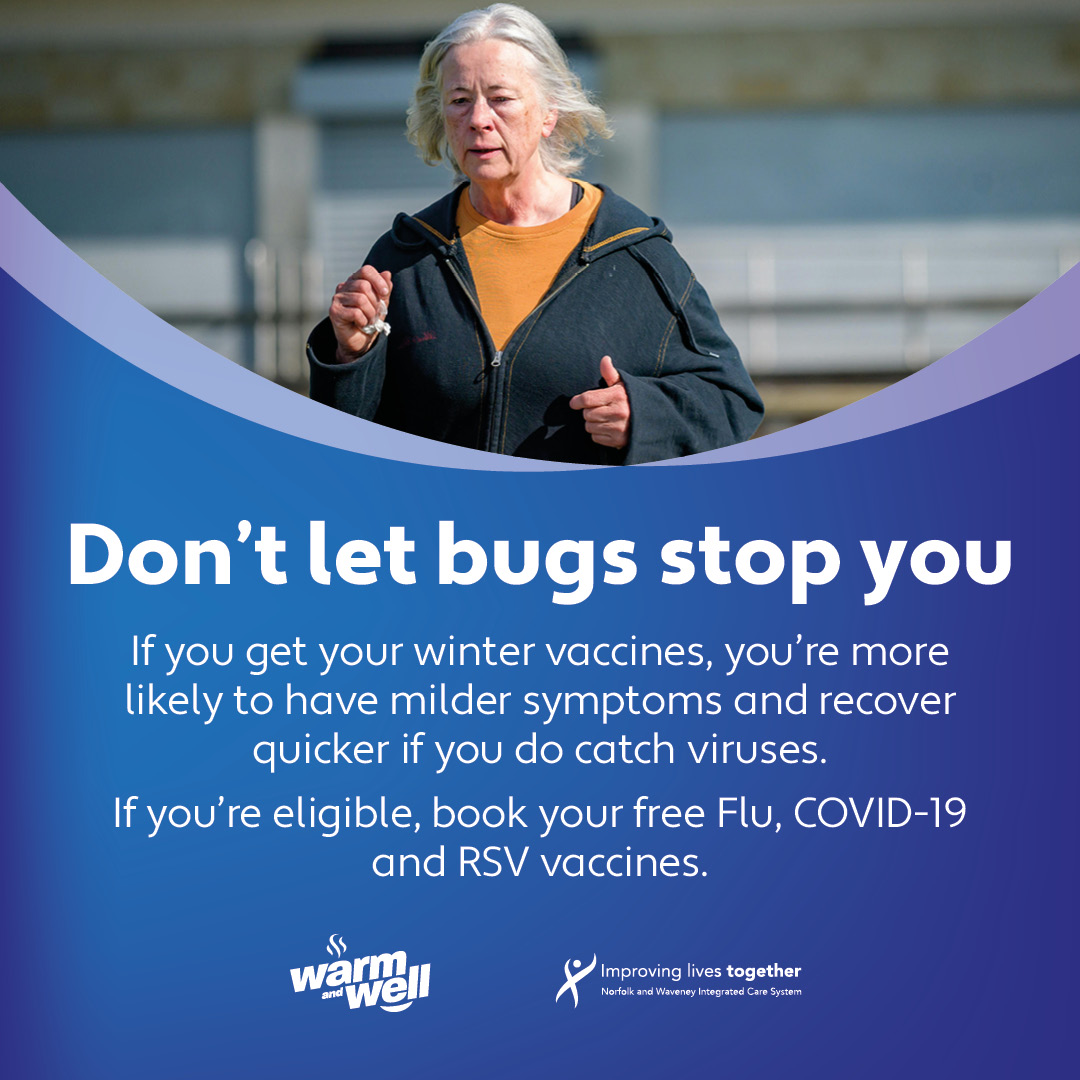 nandwics's tweet image. If you catch a winter virus, you’re more likely to have milder symptoms and recover quicker, if you’ve had your vaccine. 
If you’re eligible, book your free Flu, COVID-19 and RSV vaccines today. 
#WarmandWell