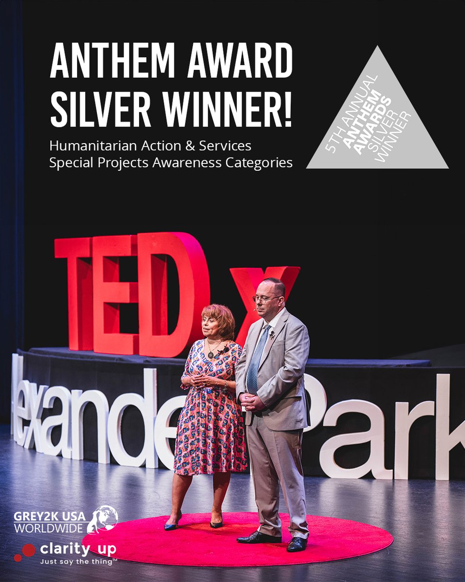 GREY2KUSA's tweet image. We are thrilled to announce that our #TEDx Talk has just won a #Webby Silver Anthem Award in the Humanitarian Voice category! Thanks to everyone who voted for us! This is like an Oscar on the Internet and we are floored by the honor.

We will be forever grateful to our…