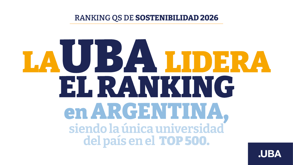 UBAonline's tweet image. La UBA es la mejor universidad del país en el Ranking QS de Sostenibilidad 2026 🏅

✅ Nuestra Universidad subió 8 lugares y alcanzó el puesto 370°, siendo la única Universidad argentina en el Top 500 de las mejores universidades del mundo.