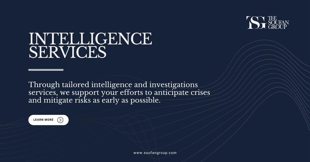 TheSoufanGroup's tweet image. Through tailored intelligence and investigations services, we support your efforts to anticipate crises and mitigate risks as early as possible.

#IntelligenceServices | soufangroup.com/services/intel…