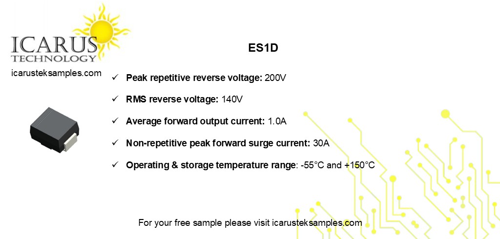 IcarusTechLtd's tweet image. 🚀 Boost your circuit efficiency with the ES1D — a 200V, 1A super-fast rectifier built for high-speed switching.

Reliable, efficient, RoHS-compliant. Upgrade your designs today! ⚡️

🖥️ icarustek.com
📩help@icarustek.com

#Electronics #Engineering #PowerDesign #ukmfg