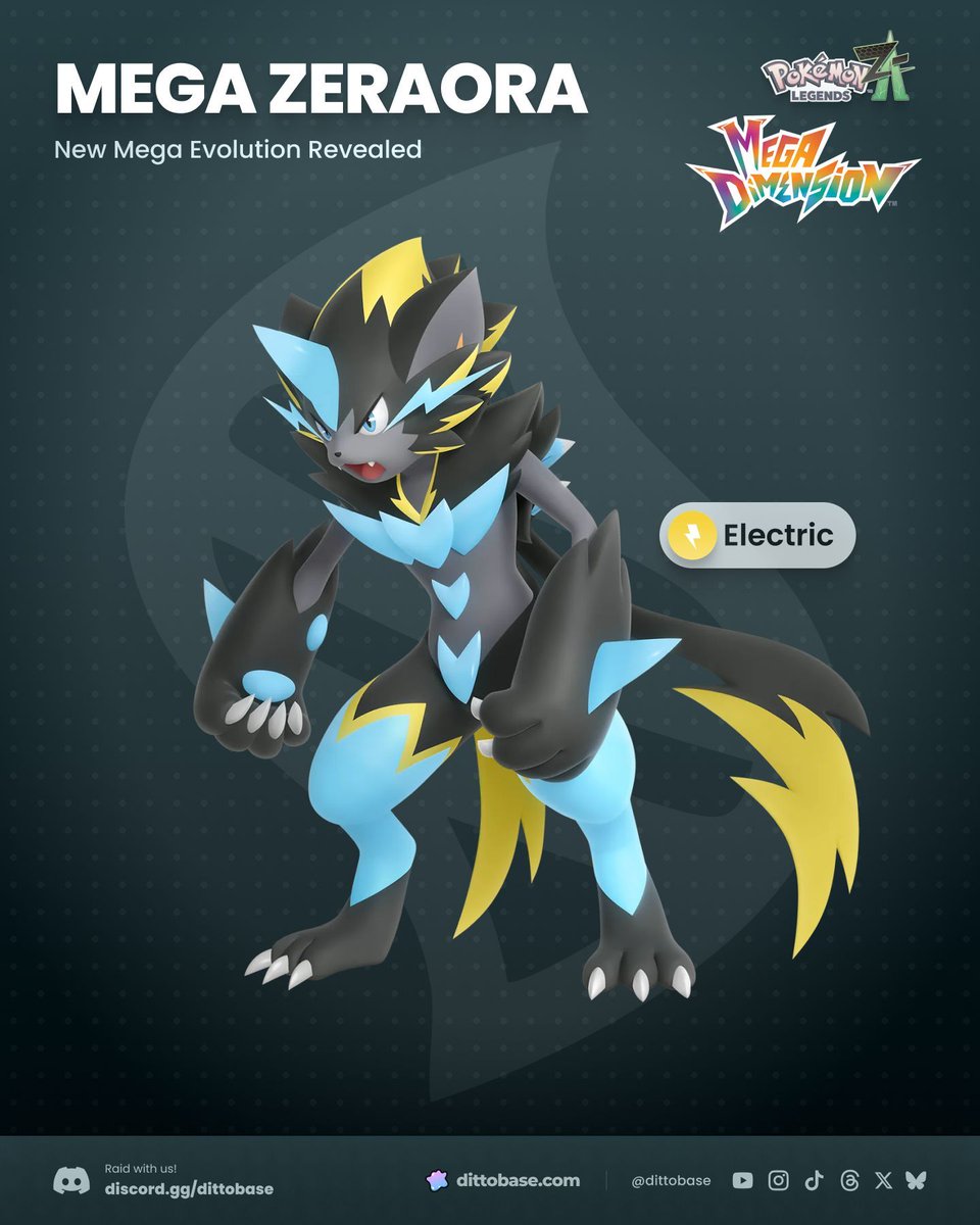 dittobase's tweet image. Mega Zeraora has been revealed! #PokemonLegendsZA