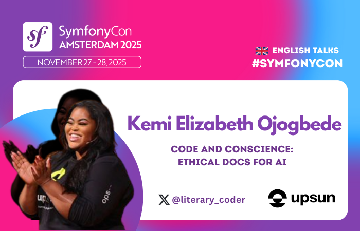 symfonycon's tweet image. 🆕 New talk!😍
@literary_coder dives into how to document AI features with clarity, transparency, and ethics — and why it matters for user trust.

🔎 live.symfony.com/2025-amsterdam…
🎟️ live.symfony.com/2025-amsterdam…

#SymfonyCon #Symfony #PHP #AI
