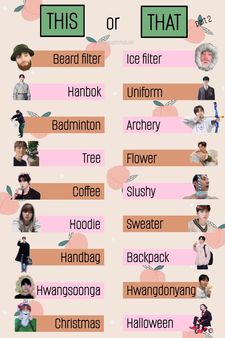 hwangdomutuals's tweet image. Hi hwangdos 🍑

To celebrate that Minhyun will be back in exactly 1 month, we have prepared part 2 of the This or That Minhyun game!

Enjoy it 🧡