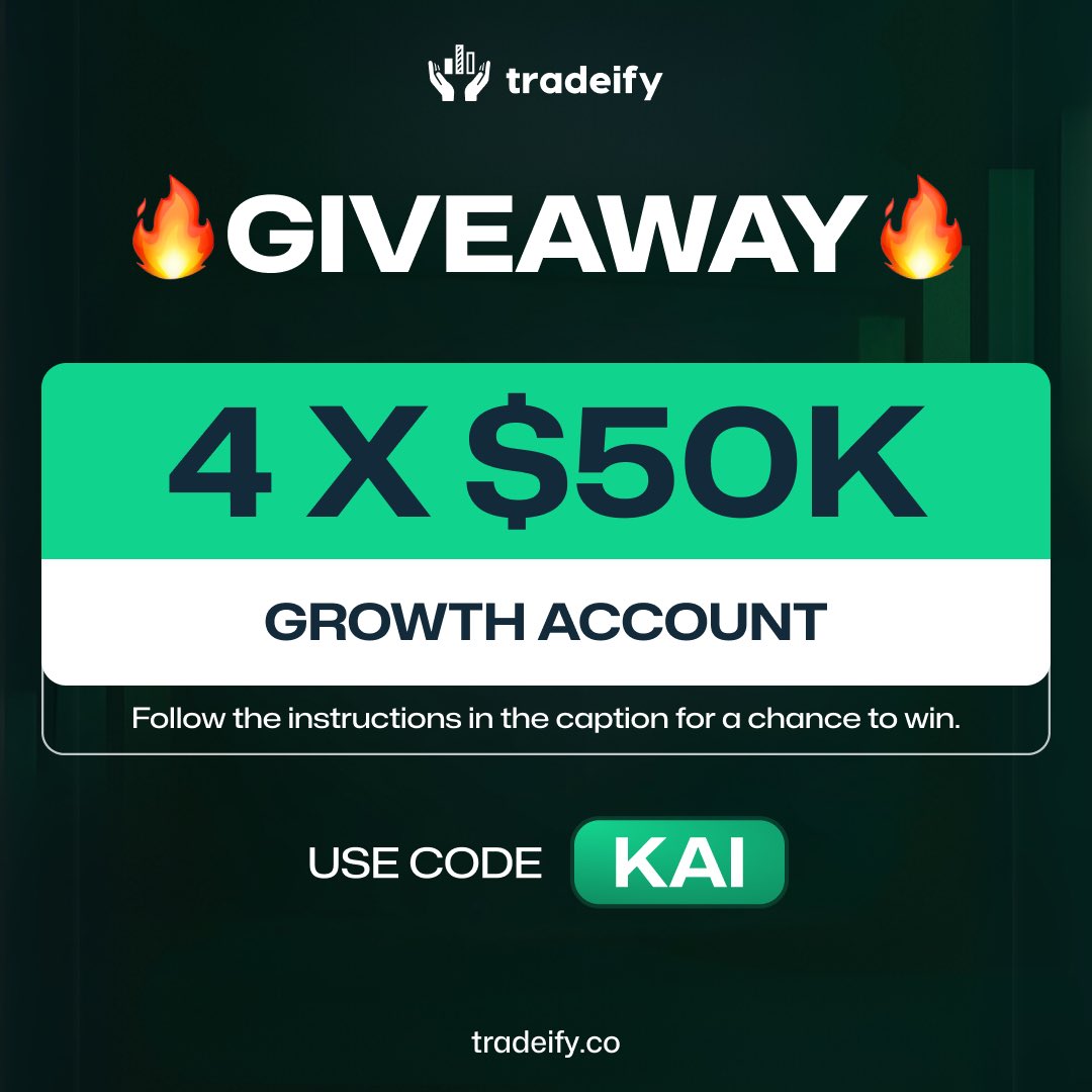 TraderKaizen0's tweet image. 🚨 $200K Giveaway from @Tradeify 🚨

1️⃣ Follow :
@TraderKaizen0 
@Tradeify 

Also follow : @SpongeVolts @Madnessnft_ @xxlucian09 @_rough1  

2️⃣ Like / RT ❤️

3️⃣ Tag 3 Friends 🫂

Join discord server 💬
discord.gg/d7XrFQsY

Winners in 3 days ⏰