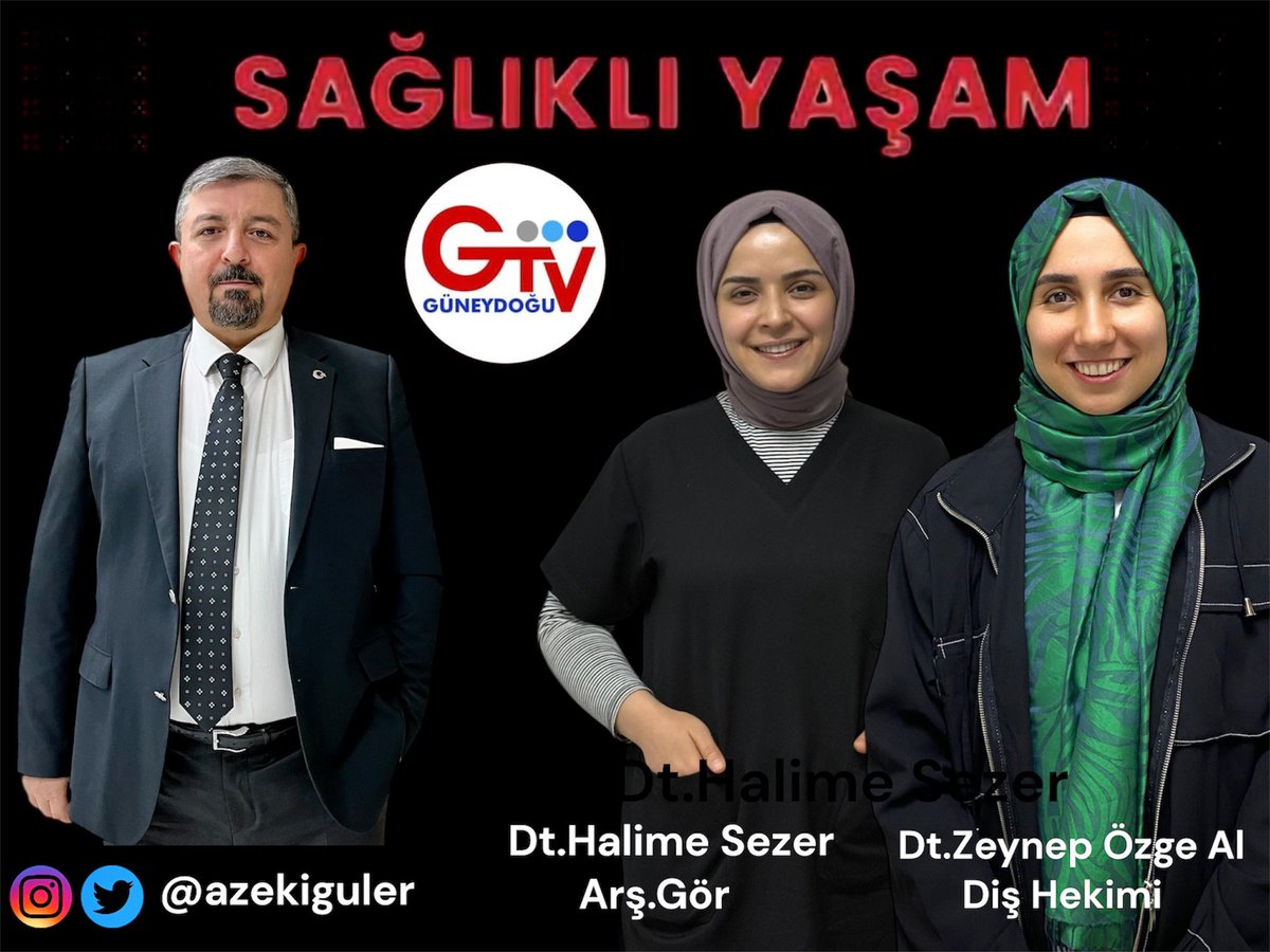 azekiguler's tweet photo. Ahmet Zeki Güler ile “Sağlıklı Yaşam”
📅 Perşembe
⏰ 18:00 – Canlı Yayın

Bu haftaki konuklarımız:
🦷 Dt. Zeynep Özge Al
🦷 Dt. Halime Sezer

Ağız ve diş sağlığı üzerine merak edilenleri yanıtlıyoruz.
Kaçırmayın!

#SağlıklıYaşam #CanlıYayın #AğızVeDişSağlığı #GTV #Şanlıurfa 

@Guneydogu_TV @TDB_TDA @sanliurfadis