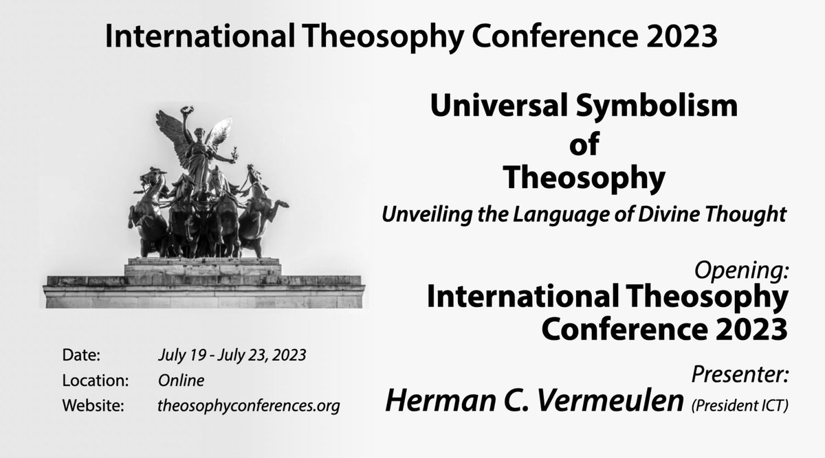 CSlob's tweet image. The ITC 2023 English playlist.

ITC2023-EN-01: Opening International Theosophy Conference 2023
youtube.com/watch?v=6dZ0B1… 
#18_million_years_of_theosophia #150_years_of_theosophy #international_theosophy_conferences