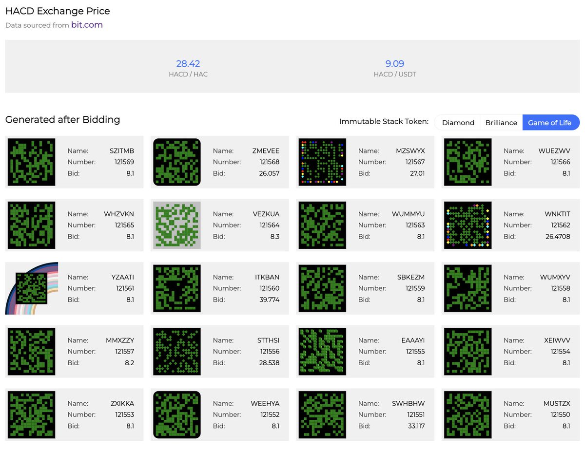 hacdlabs's tweet image. We’ve just leveled up the HACD Mining Dashboard with real-time HACD Exchange Price and a HACD Immutable Stack Token switcher. Now you can instantly toggle between Diamond, Brilliance and Game of Life. Everything you need in one clean view. Come check it out:…