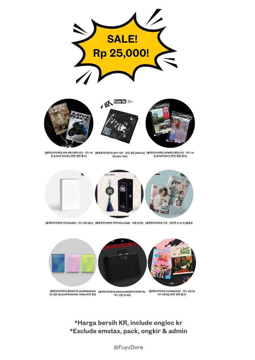 FuyuDore's tweet image. Sale! Album harga 25k

💰 Bersih korea include ongloc KR
❌ EMS Tax
❌ Pack + ongkir + Adm 🍊
✔️GO Line
📍Jakarta

Yang masih cari2 album bisa diliat dan cek ya. Bisa Fullpay dan isi form di: tr.ee/orderfuyudore

Wts Album Kpop.