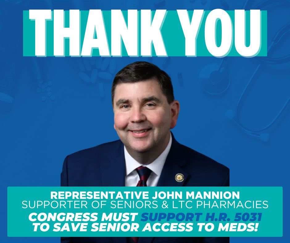 Thank you, Congressman <a href="/JohnMannionNY22/">Congressman John W. Mannion</a>, for supporting H.R. 5031!

This milestone marks the 20th cosponsor of our bill to prevent a looming long-term care crisis and safeguard the essential medications and services that millions of seniors across the country rely on.