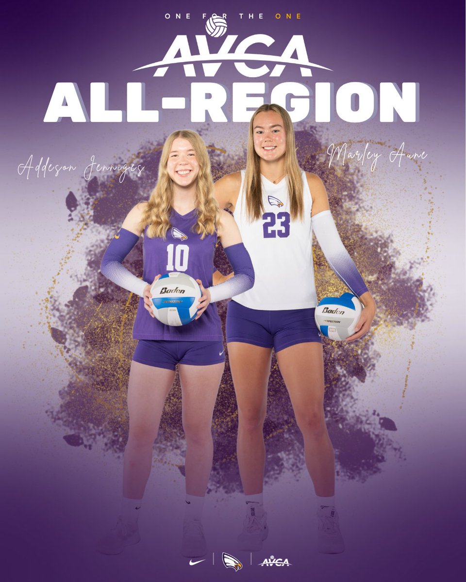 🎖️AWARDS POST🎖️

Big time honors announced today for TWO of our Eagles! Congratulations to Marley Aune (SR, MB) and Addeson Jenniges (SO, S) who were both named First-Team <a href="/AVCAVolleyball/">AVCA</a> All-Region!!

#OneForTheONE | #trail