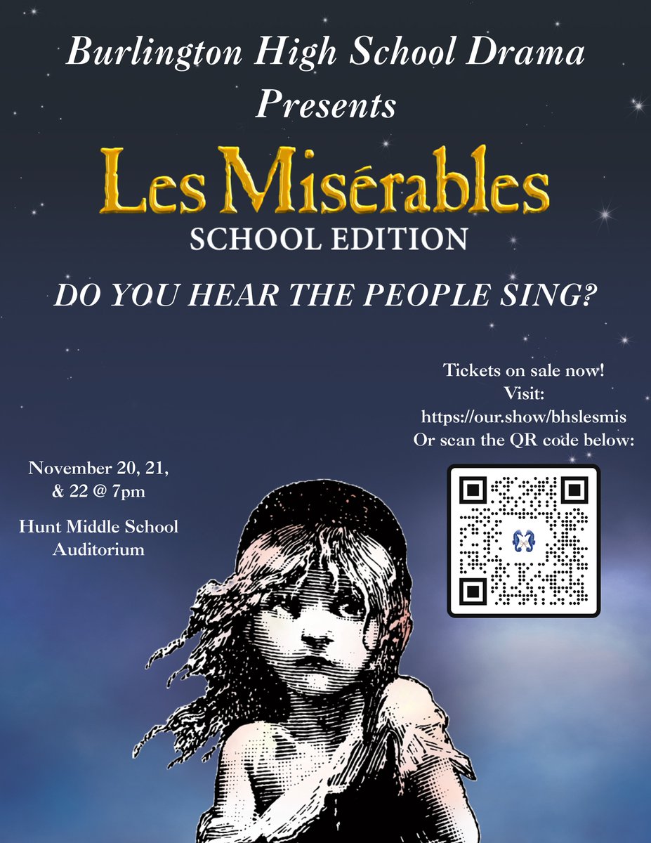 BTVSchools's tweet image. Coming to an auditorium near you! (Hunt Middle School auditorium, specifically.) Les Misérables School Edition! #vted #bsdvt #btv #together #pleasecome!