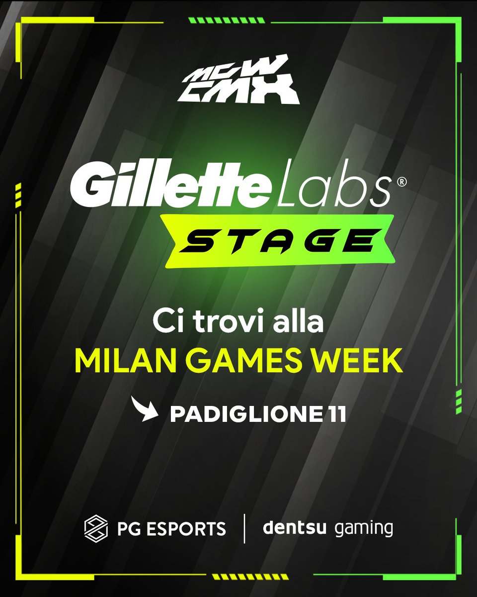 PGEsportsIT's tweet photo. 💥Gillette Labs Stage ti attende alla Milan Games Week con un palinsesto ricco di attività e nuovi ospiti! 

📍Ci trovi al PAD 11, Rho Fiera Milano 
🗓️ Dal 28 al 30 Novembre https://t.co/WWPqAWDbNk