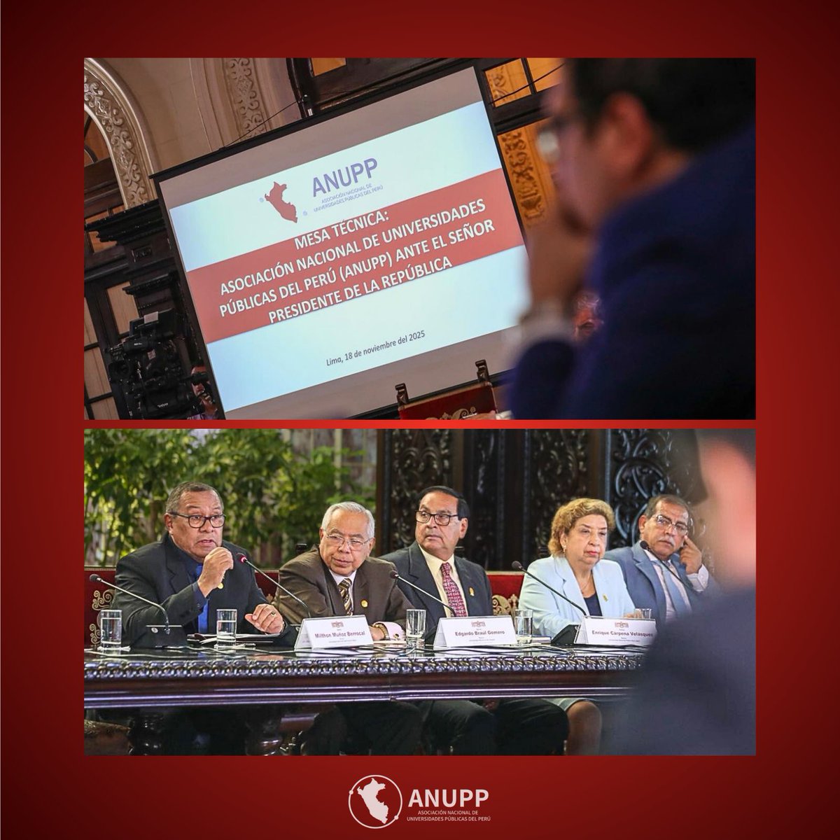 AnuppPeru's tweet image. 📩 | A solicitud de la Asociación Nacional de Universidades Públicas del Perú (ANUPP) y por iniciativa del SPR, José Jerí Oré, se llevó a cabo una trascendental Mesa Técnica entre los Ministerios de Educación y Economía, con la participación activa de las Universidades Públicas.…