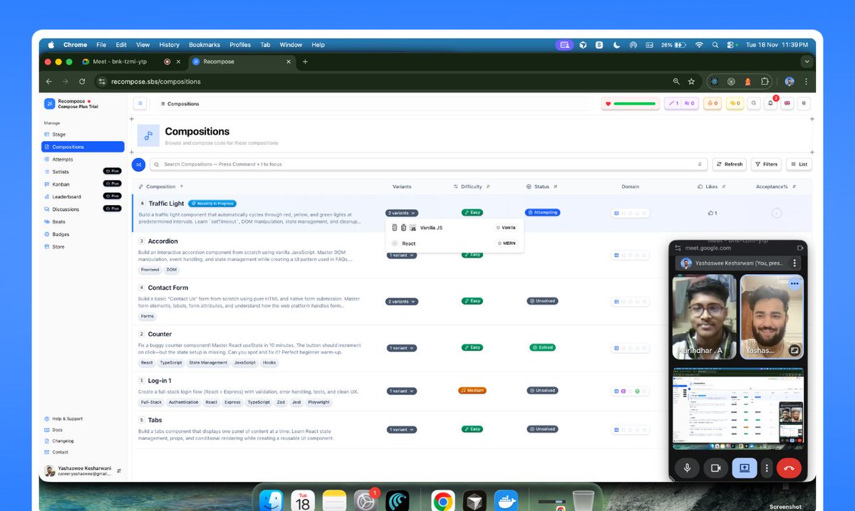 yashaswee_'s tweet photo. @CliftonSellers https://t.co/4pSQ77Y9xi A Better Leetcode for Web Developers. https://t.co/Rj02JxGP2m