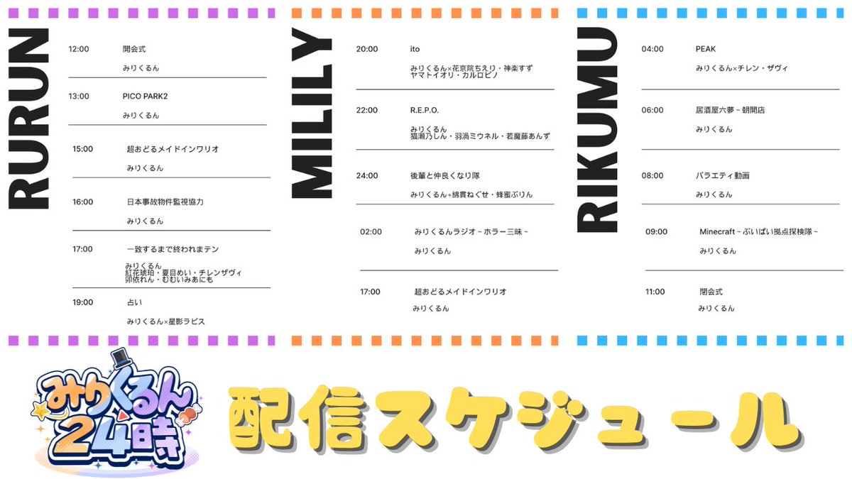 11月23日12時からの
#みりくるん24時

それぞれの枠の
ゲストのご紹介❤

楽しみすぎる！！！