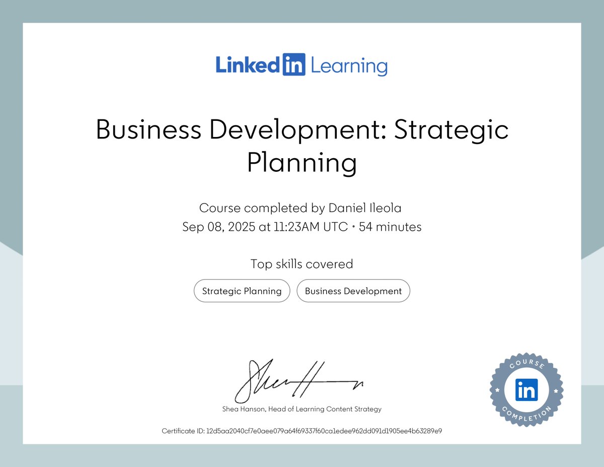 coach_icon's tweet image. I’m thrilled to complete Business Development: Strategic Planning with @meridithpowell on @LI_learning🎓✨

#BusinessDevelopment #StrategicPlanning #ContinuousLearning #ProfessionalGrowth #LinkedInLearning #KeepGrowing #YouCanGrowToo