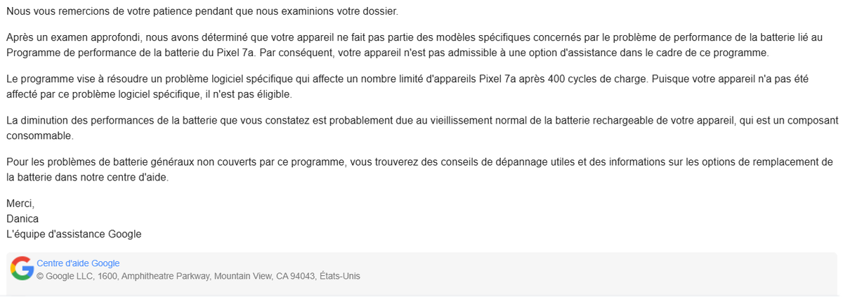 TheYannP's tweet photo. Scandaleux ! Mon Pixel 7a sous garantie a une batterie qui gonfle dangereusement, mais @GoogleFR &amp; @madebygoogle refusent la prise en charge (Dossier [5-2819000040152]). Prétexte invoqué : un "problème logiciel". C'est un DÉFAUT MATÉRIEL. La sécurité, c'est en option ? #Pixel7a https://t.co/csUwAmEL4c