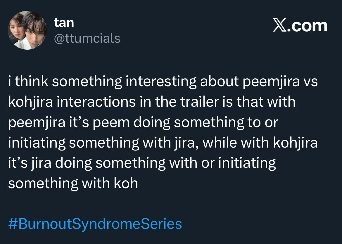 bringing back this tweet i made when the trailer first came out #BurnoutSyndromeSeriesSpecial