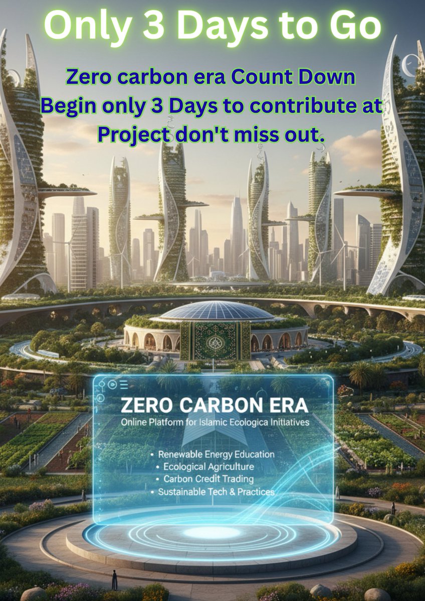 Only 3 Days to contribute at Zero carbon era 

The Zero Carbon Era Project is about smart cities, clean transport, and renewable power. Let’s turn today’s challenges into tomorrow’s solutions.

👇
sidrastart.com/project/e8a20a…

#ZCE #SDA #SIDRA #ZEROCARBONEra
