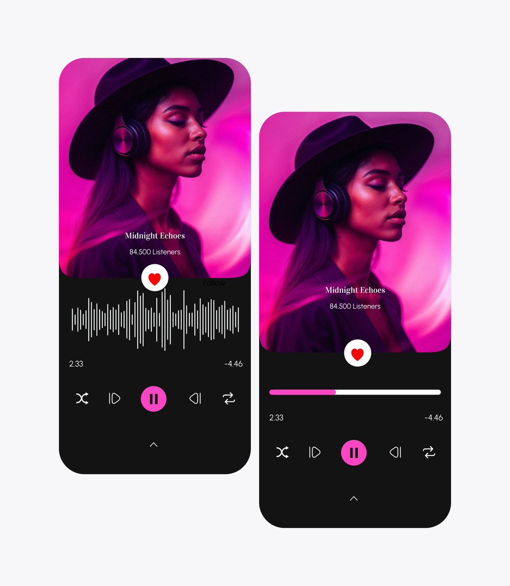 ayomiolawuyi's tweet image. 30DayUIChallenge

Day 26✅

Music player UI exploration. Stuck on the progress indicator.

Which feels better for a modern music app? 🎵

#30dayschallengewithPDU 
#UIDesign