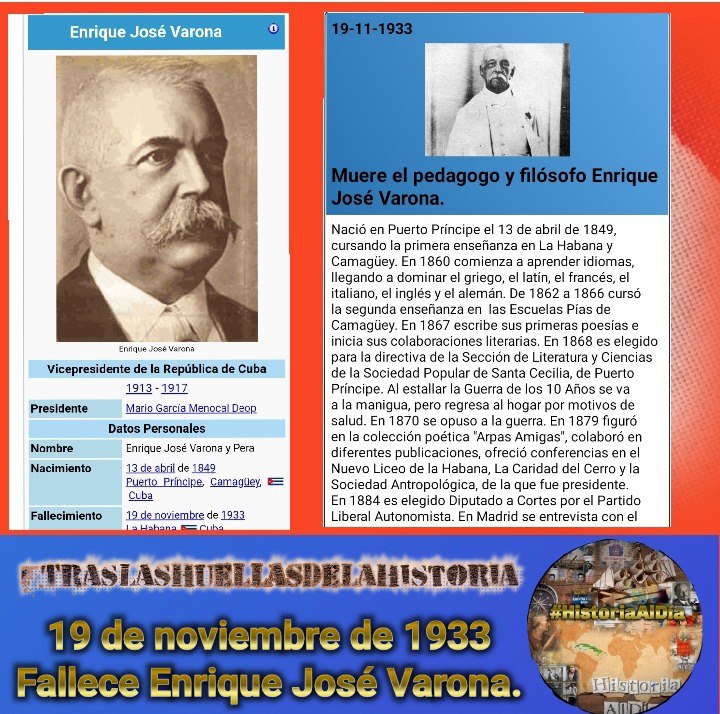 💪🇨🇺 Comparte, Ama❤️ y Divulga 📲 la Historia 📝📅.
☝️Efemérides del 19 de noviembre.

👣 Encuentro de #Fidel con el Papa Juan Pablo II.
👣 Nace Tania Bunke Bider.
👣 Nace José Raúl Capablanca.
👣 Fallece Enrique José Varona.

#100AñosConFidel
#HistoriaAlDía