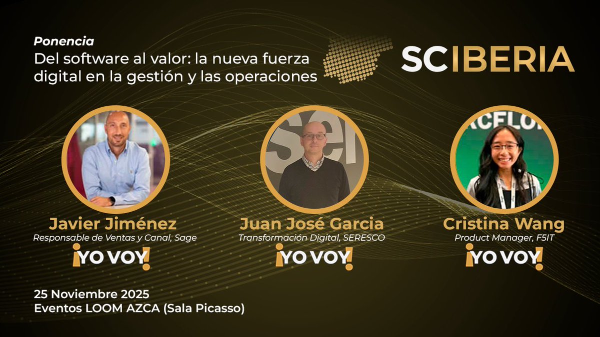 SupplyChain_IB's tweet photo. 💻 Ponencia – Del software al valor: la nueva fuerza digital en la gestión y las operaciones
En esta sesión, Javier Jiménez (Sage), Juan José García (Seresco) y Cristina Wang (F5IT) 

Regístrate
 https://t.co/v0iEO1VztD https://t.co/uSoabF4vT5