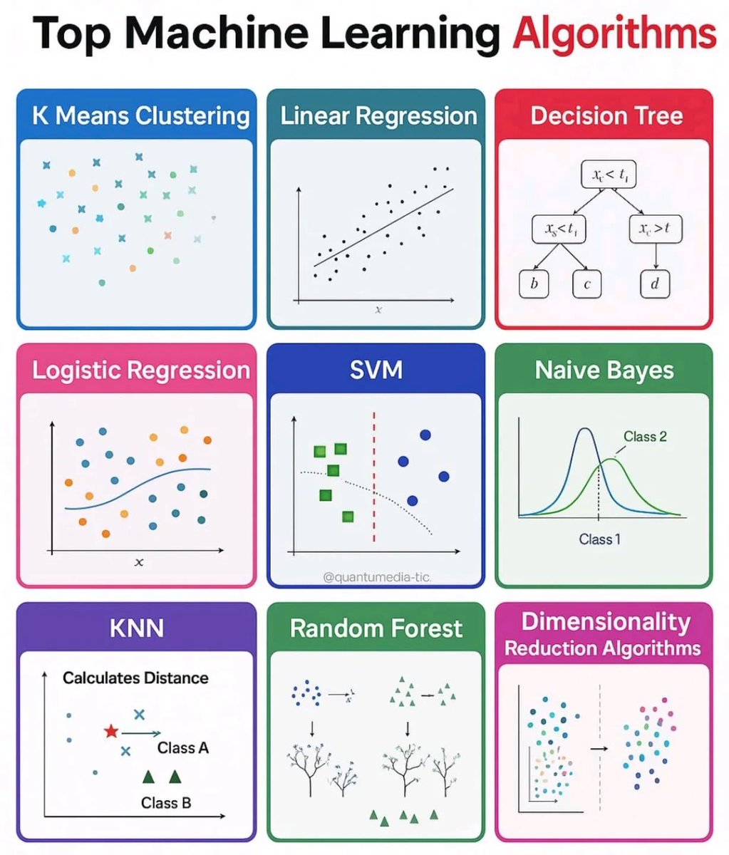 PythonPr's tweet image. Top Machine Learning Algorithms