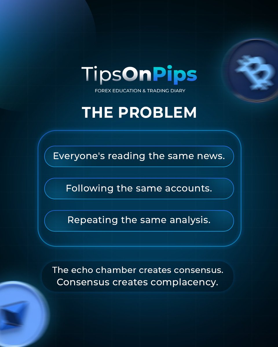 tipsonpips_'s tweet image. Everyone&apos;s saying the same thing.

 &quot;Gold to $5,000.&quot; &quot;This is the breakout.&quot; &quot;Buy now or miss out.&quot;

 When everyone agrees, I get nervous. Because the crowd is always late. They buy at the top. They sell at the bottom. They follow the noise instead of the chart.

 The echo…