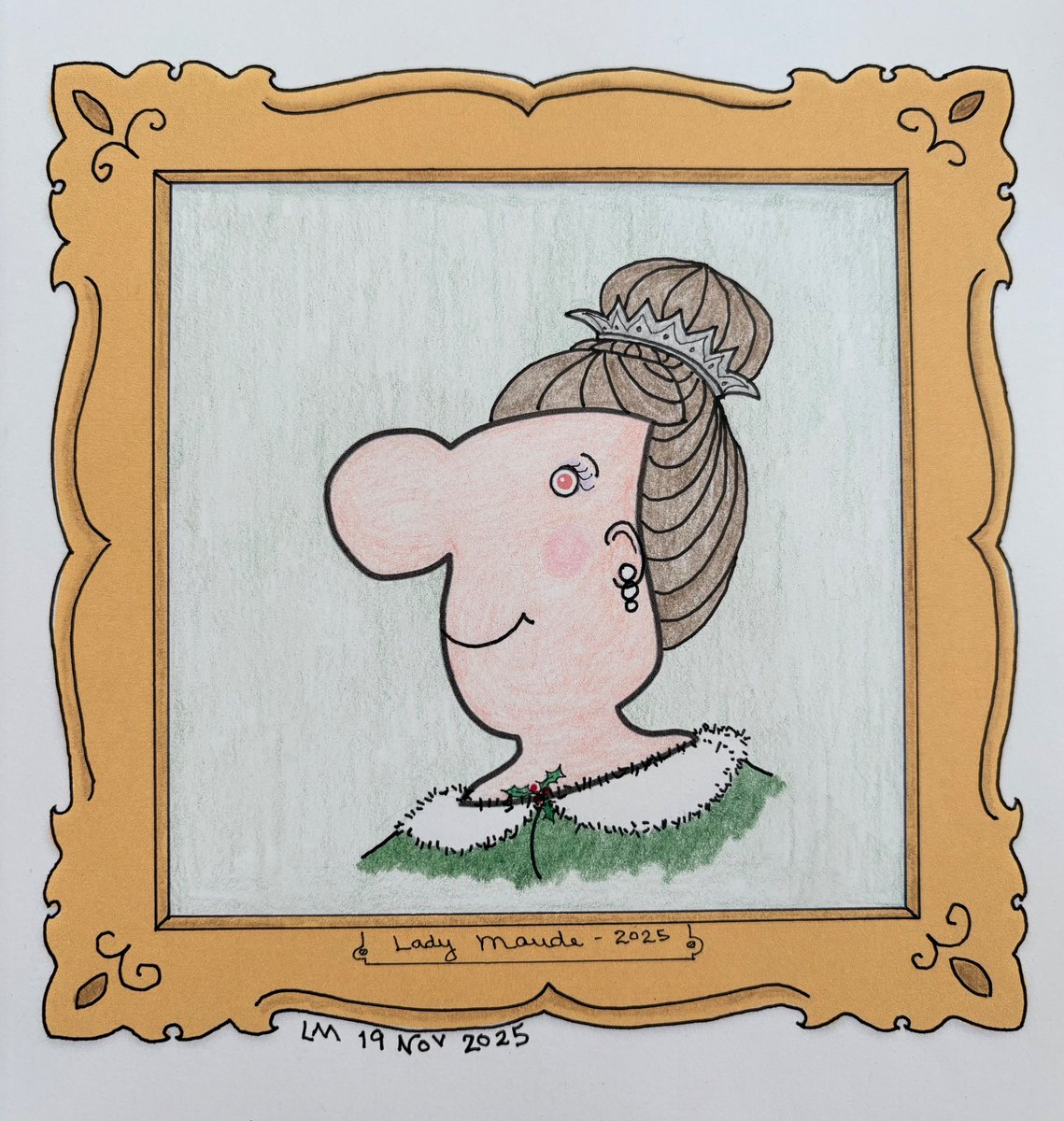 LindaMedina5's tweet image. Wednesday’s #ShapeChallenge at @StudioTeaBreak - “Great auntie Maude’s Christmas portrait”