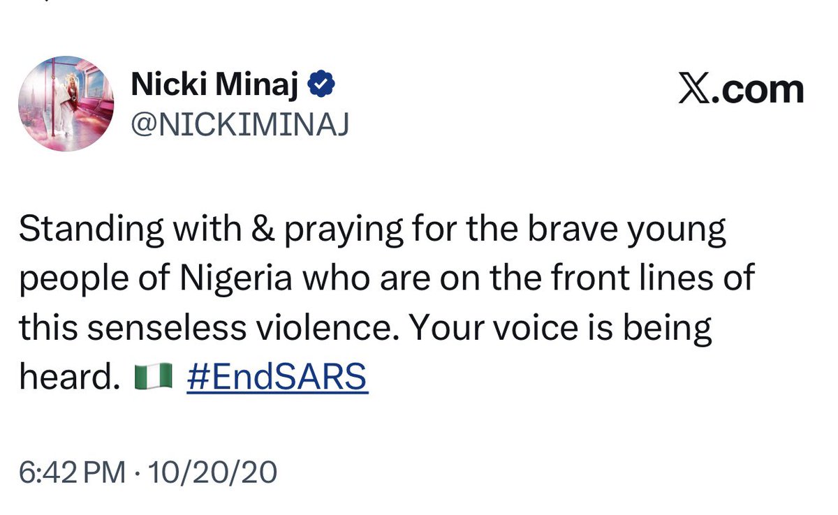firstladyship's tweet image. Nicki Minaj is consistent. She always talked about my country, she didn&apos;t just start today. Nigeria is so close to her heart. If this is no genuine love for my country, tell me what it is?

🫶