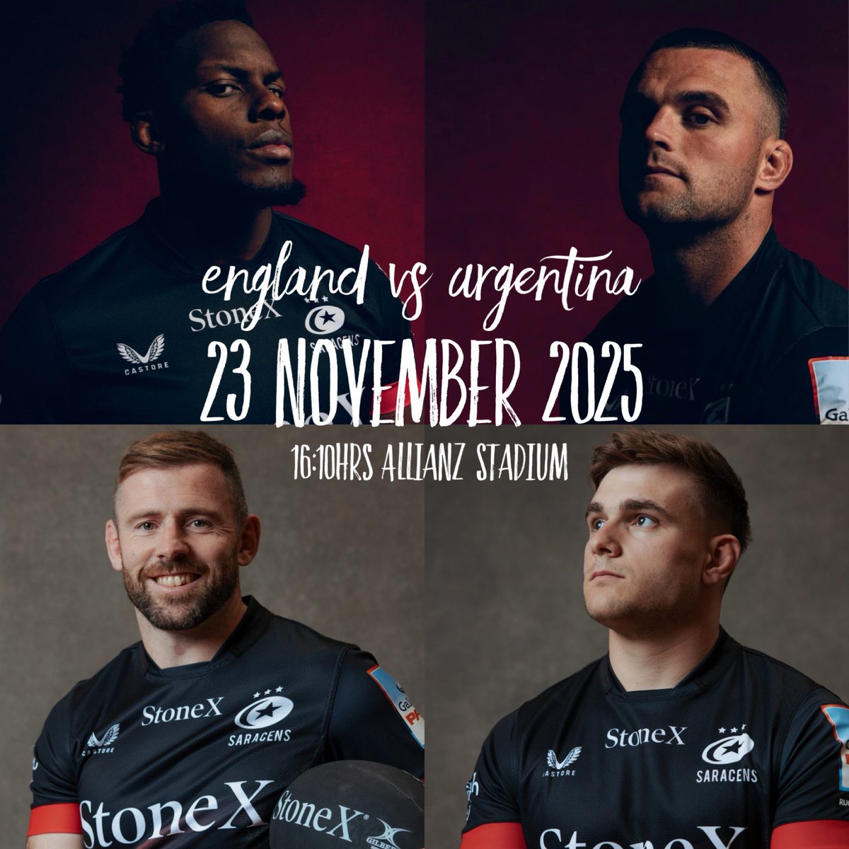🌹 Four face the Pumas

All the best to Maro Itoje (captain), Ben Earl, Theo Dan and Elliot Daly as England finish their <a href="/QuilterNations/">Quilter Nations Series</a> 2025 campaign against Argentina.

🗓️ Sunday 23 November | ⏰ 16:10 kick off

#SarriesFamily ⚫️🔴 <a href="/RugbyEng/">#rugbyengland</a>