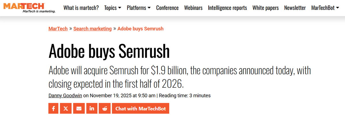 Frank_Strong's tweet image. Whoa! Adobe will acquire Semrush for $1.9 billion