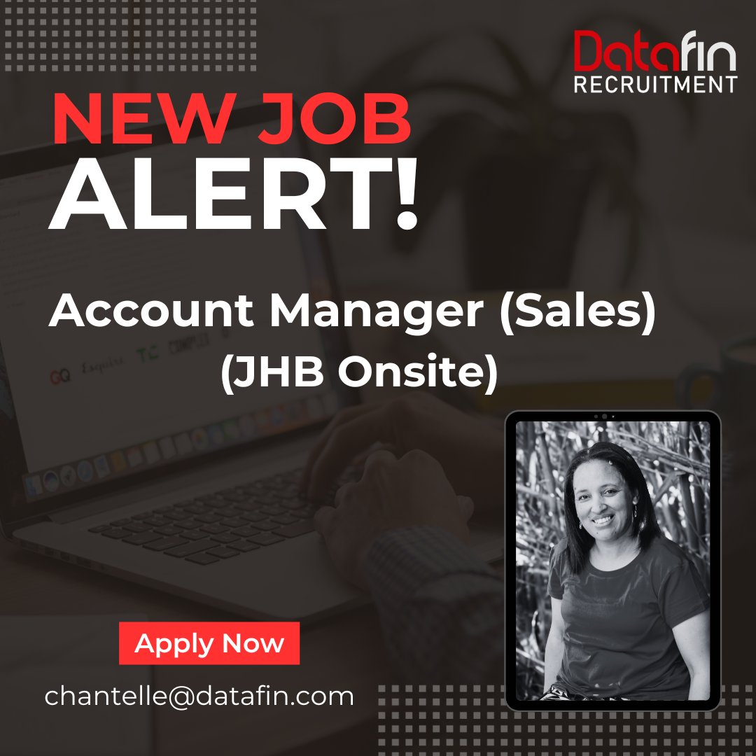 DatafinSA's tweet image. MEET sales targets, sell and market products while servicing existing accounts as the next Account Manager (Sales) wanted by a manufacturer of printing, packaging and communication products.

Apply here - ow.ly/7Af250Xu8q4

#accountmanager #datafinrecruitment