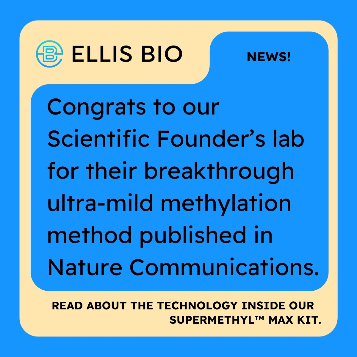 Ellis_Bio's tweet photo. We are excited to celebrate the publication of the new Nature Communications article highlighting the impact of Ultra-Mild Bisulfite Sequencing (UMBS), a major advance that addresses long-standing limitations in DNA methylation analysis. 
https://t.co/2pC78b4rGR

#dnamethylation https://t.co/6RVndmvM75