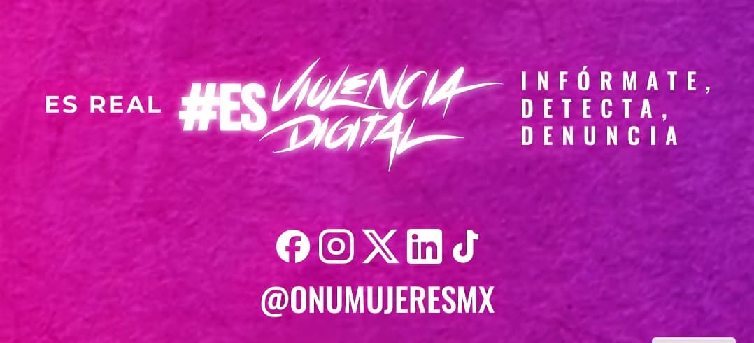 🌎 En el mundo, el 40% de las mujeres han vivido, #violenciadigital. 
🖥️Es Real. #EsViolenciaDigital 
Infórmate | Detecta | Denuncia
🛜Conoce más en @onumujeresmx y en esviolenciadigital.com
🟠 #Únete #NoHayExcusa