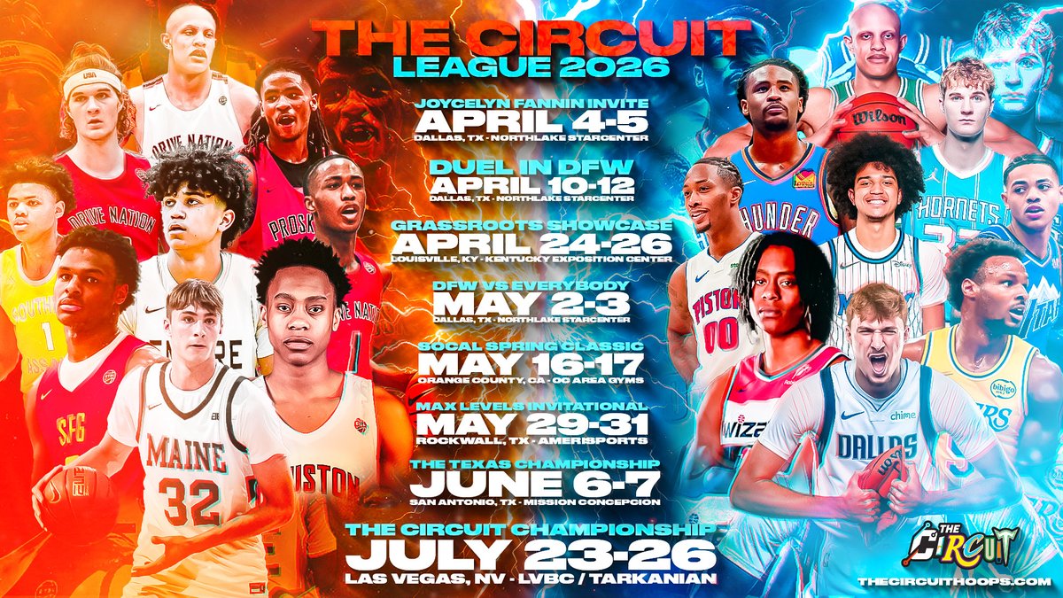 TheCircuit's tweet image. 🚨 The Circuit League 2026 Schedule is LIVE 🚨

Shoe circuit &amp;amp; elite independent programs collide at one of the nation&apos;s most prestigious grassroots event series ⚔️

Ready to run? Apply to play ⤵️
thecircuithoops.sportngin.com/register/form/…